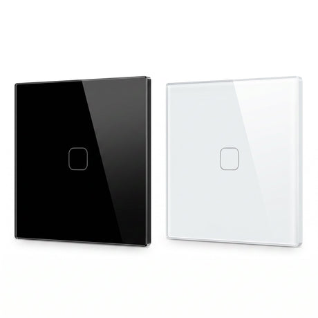 1 Gang WiFi smart touch switch in black and white glass panel - Bab Al Saif Kuwait
