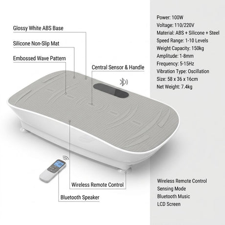 Smart Vibration Plate with Bluetooth Music LCD Screen - BAS Kuwait Bab Al Saif 