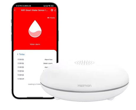 Smart Water Leak Detector Wireless Waterproof Mobile App Alarm Compatible - BAS Kuwait Bab Al Saif White Standard 
