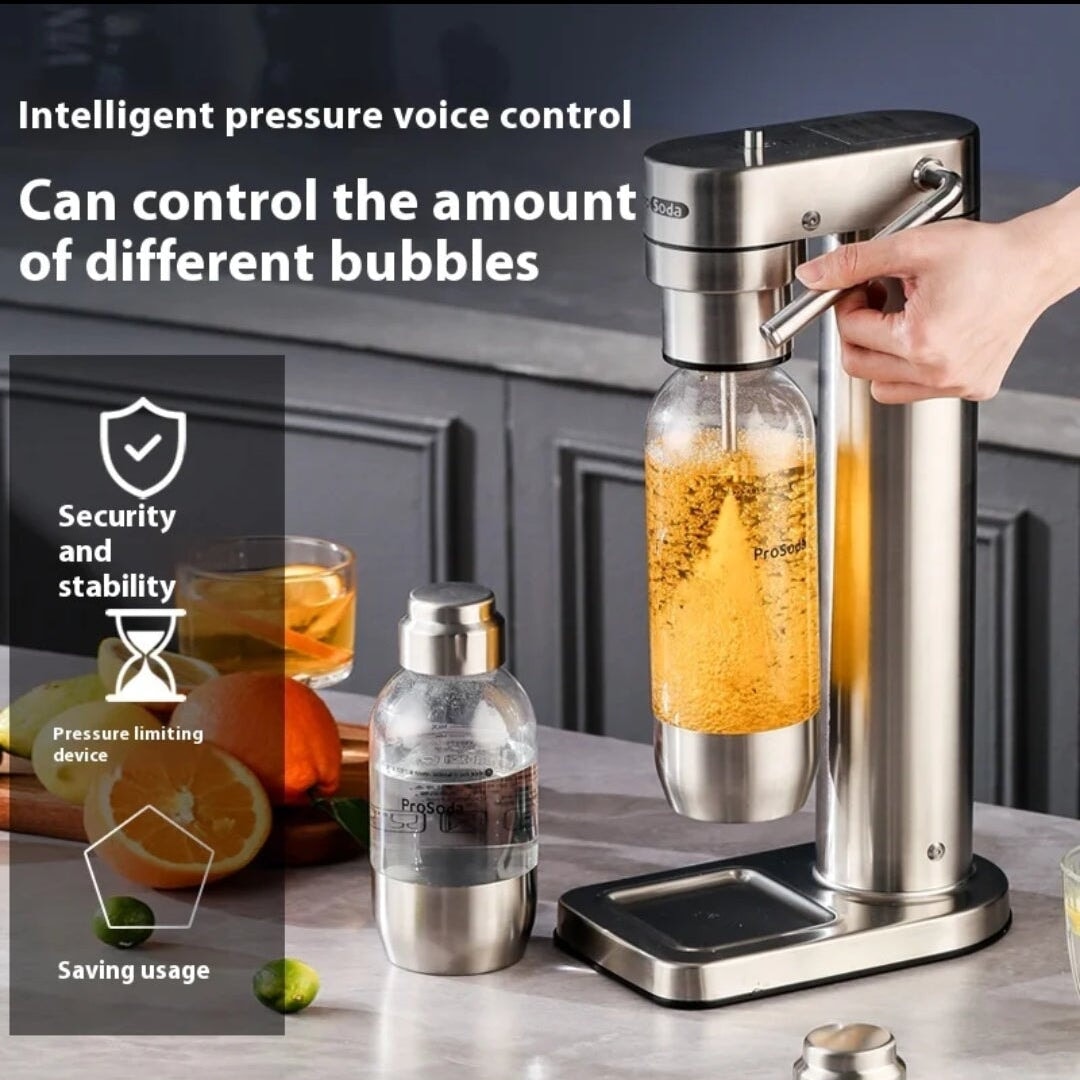 Soda Maker Sparkling Water Machine Stainless Steel with 1L Bottle and CO2 Cylinder - BAS Kuwait Kitchen Appliances BAS 