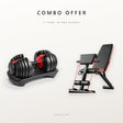 Combo offer: 24kg adjustable rubber dumbbell set and adjustable weight bench