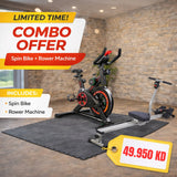 Spin Bike + Rower Machine Combo Offer | Cardio Home Gym Fitness Bundle - BAS Kuwait Bab Al Saif Spin bike + Rower Machine 
