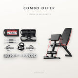 Combo offer: 30kg dumbbell set and adjustable weight bench