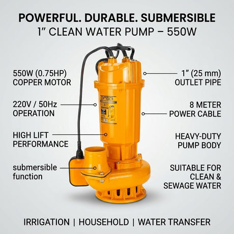 Submersible Clean Water Pump 1 Inch 550W (0.75HP) DINGQI BRAND - BAS Kuwait Bab Al Saif 
