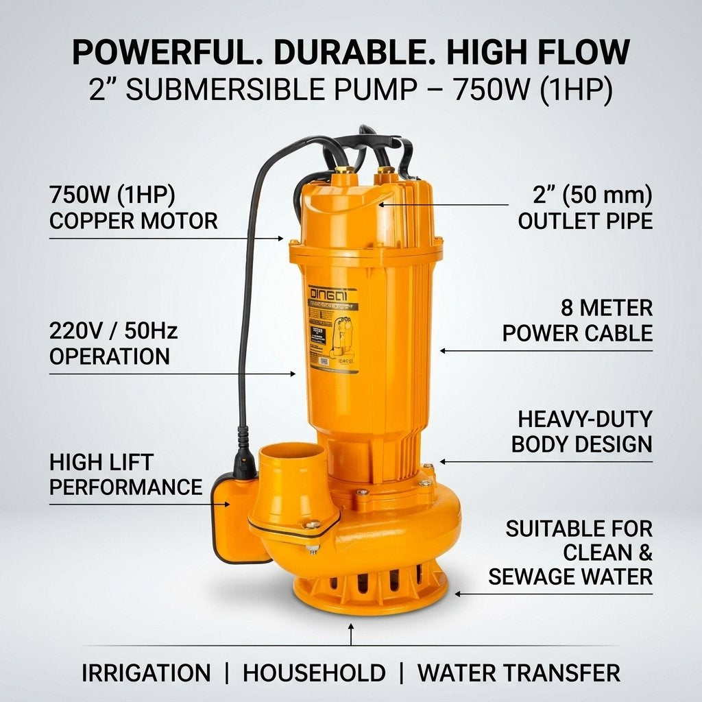 Submersible Clean Water Pump 2Inch 750W (1HP) DINGQI BRAND - BAS Kuwait Bab Al Saif 