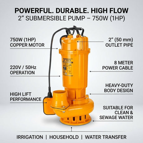 Submersible Clean Water Pump 2Inch 750W (1HP) DINGQI BRAND - BAS Kuwait Bab Al Saif 