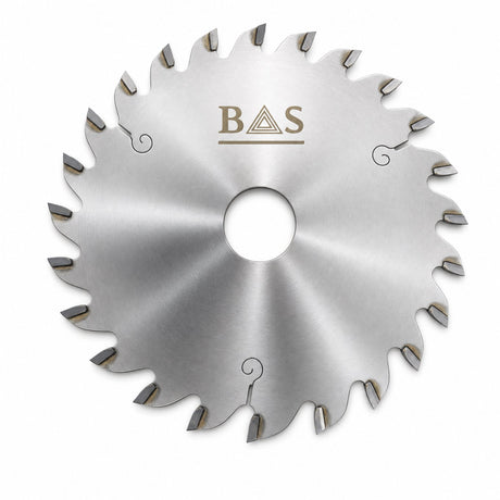 BAS 120mm 24 tooth TCT circular saw blade for wood, flat on white background