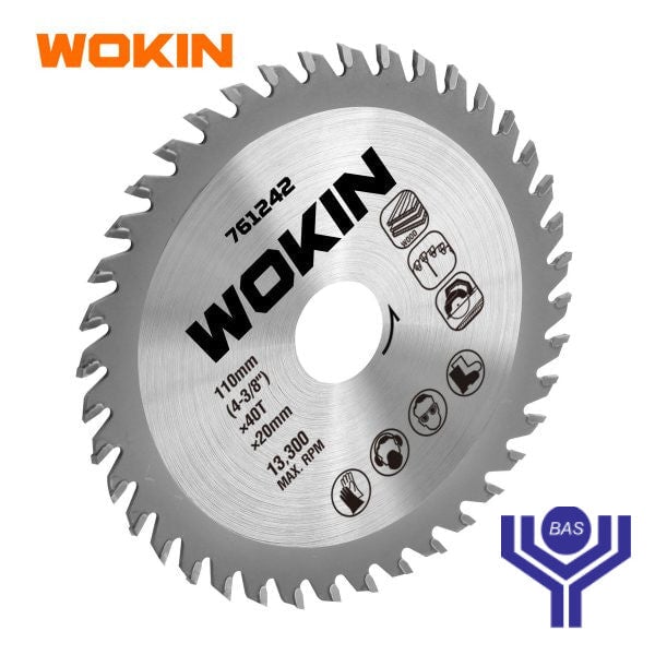 TCT Saw Blades for wood Wokin Brand - BAS Kuwait Bab Al Saif Standard 110Mm(4-3/8″) X 40T X 20Mm 