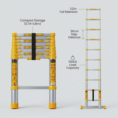 Telescopic Ladder 3.2m DINGQI BRAND - BAS Kuwait Bab Al Saif 