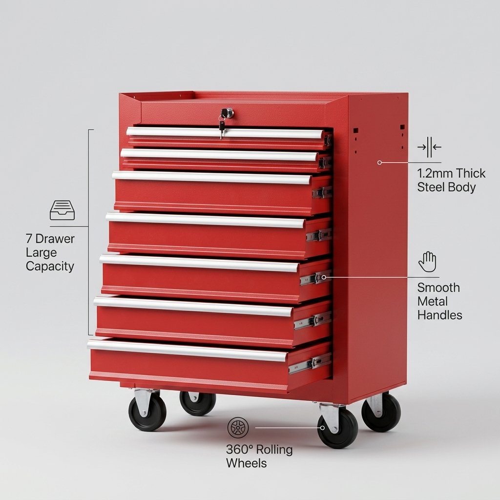 Tools Cabinet 7 Drawer with Wheels - BAS Kuwait Bab Al Saif 