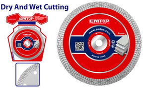 Ultra Thin Diamond Disc Cutting (Mesh rim) EMTOP BRAND - BAS Kuwait Bab Al Saif Standard 115(4-1/2'')*22.2Mm 