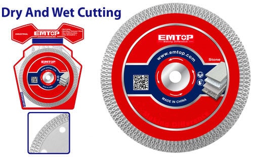 Ultra Thin Diamond Disc Cutting (Mesh rim) EMTOP BRAND - BAS Kuwait Bab Al Saif Standard 115(4-1/2'')*22.2Mm 
