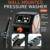 Wall Mounted High Pressure Washer 2200W 150 Bar with 30M Auto Retractable Hose Reel - BAS Kuwait Car Wash BAS 