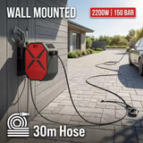 Wall Mounted High Pressure Washer 2200W 150 Bar with 30M Auto Retractable Hose Reel - BAS Kuwait Car Wash BAS 