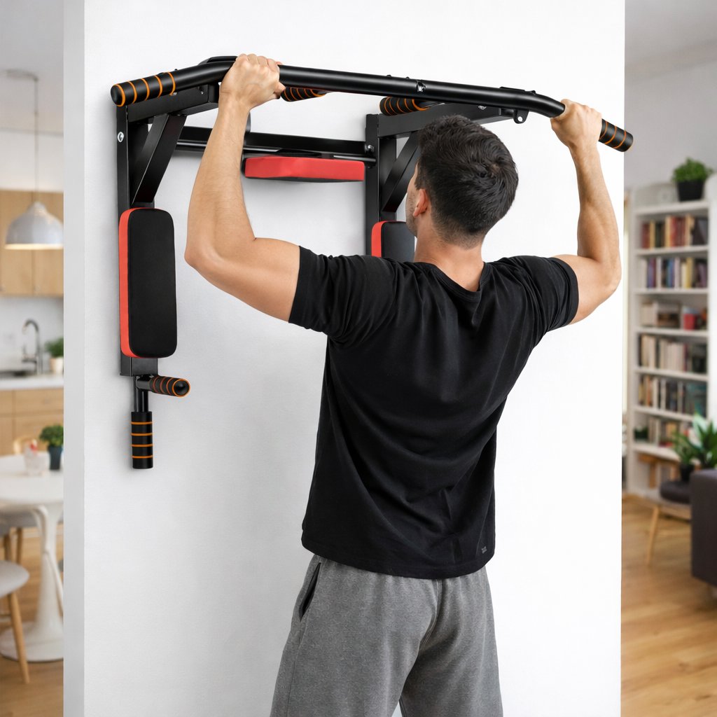 Wall mounted Pull up bar I Dip Station I Multifunctional for Core & Arms - BAS Kuwait Bab Al Saif 