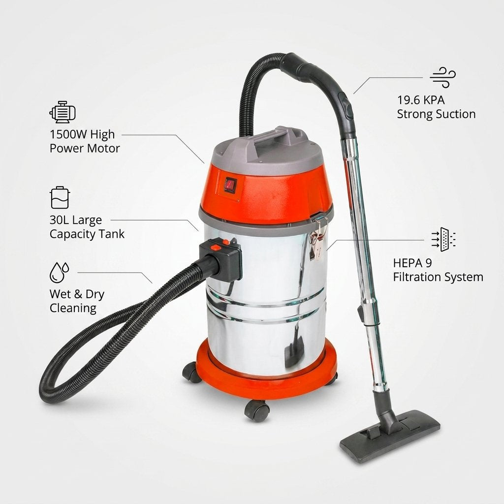 Wet and dry Vacuum Cleaner 30L 1500W I 1 motor Industrial - BAS Kuwait Bab Al Saif 